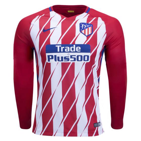 Atletico Madrid 2017/18 Home LS Soccer Jersey